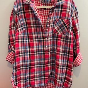 Talbots Large Plaid Button Down Top